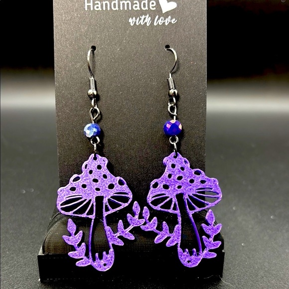 Purple Mushroom Earrings - Picture 1 of 6